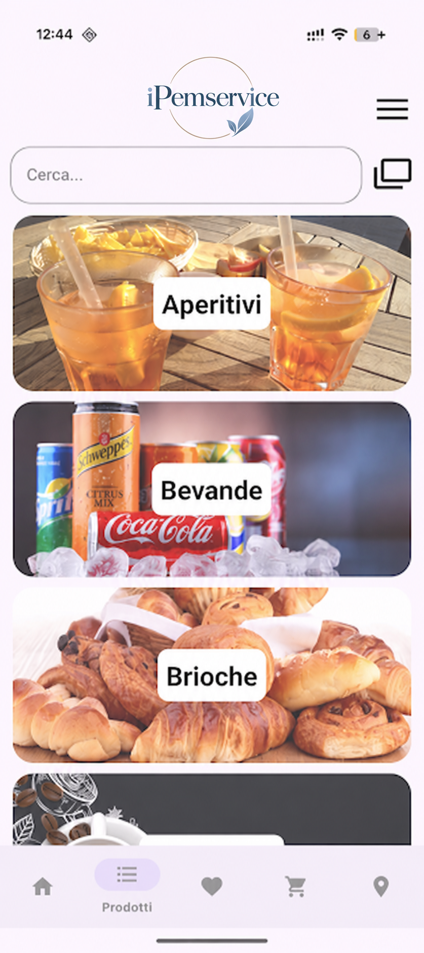 Anteprima IPEM EAT con il nuovo logo iPem Service e la scelta dei prodotti: Aperitivi, Bevande e Brioche